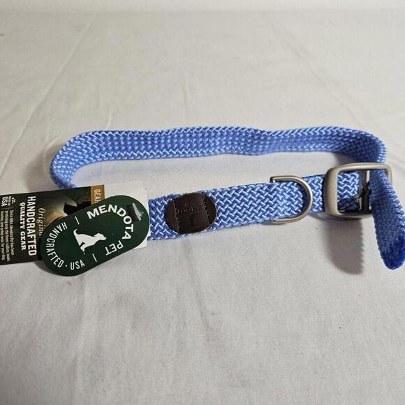 Mendota Pet Collar Braided Dog  1"w Up To 24" MADE in the USA HANDCRAFTED Blue - Picture 1 of 6